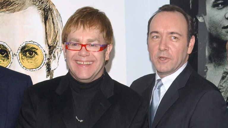Sir Elton John and Kevin Spacey in 2002