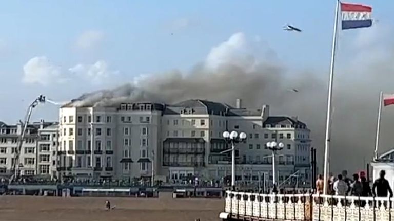 Fire breaks out at a hotel in Brighton