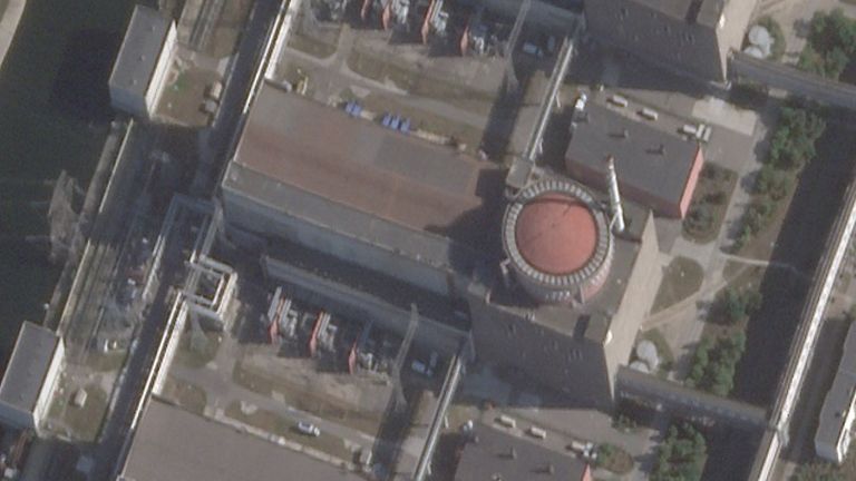 No unusual shapes can be seen in this image of the reactor taken in the hours before the other two satellite images from Planet Labs