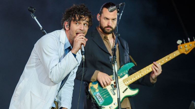 Matt Healy pictured with bassist Ross MacDonald at a festival in Glasgow. Pic: Martin Bone/Shutterstock