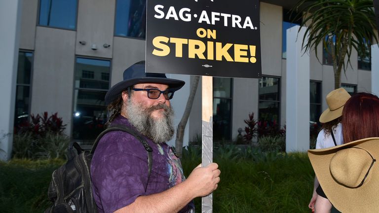 Actor Jack Black was also spotted on a picket line outside Netflix studios on Friday