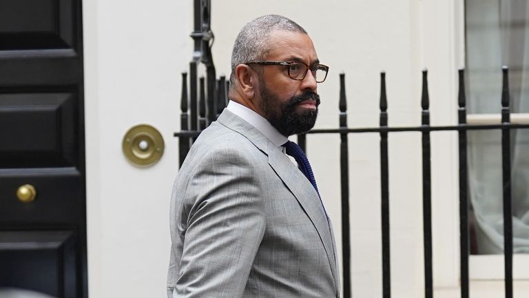 Foreign Secretary James Cleverly arrives at 10 Downing Street, London, for a cabinet meeting. Pic: PA