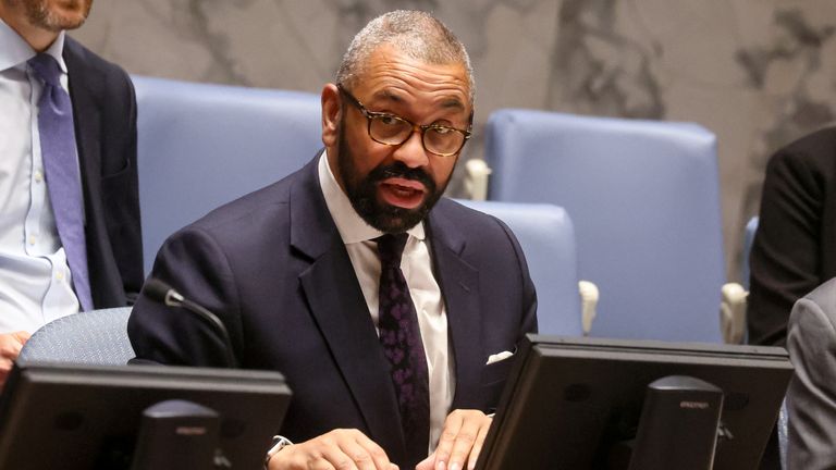 James Cleverly speaks to the UN Security Council