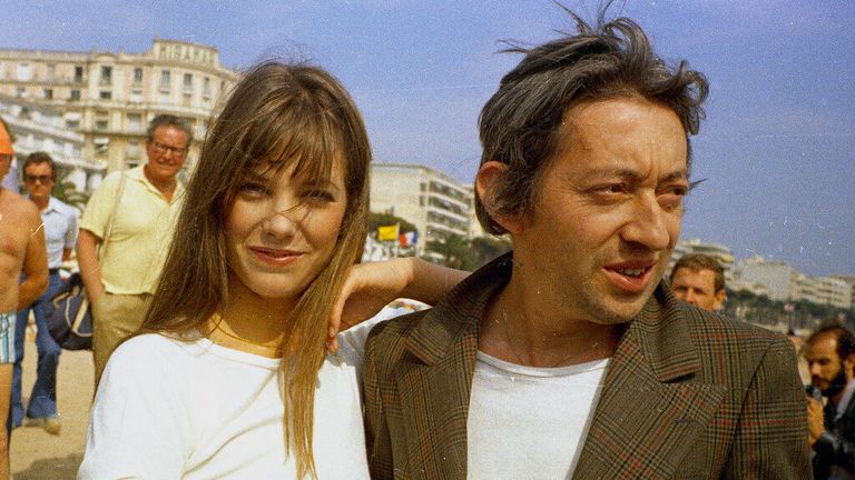 French singer Serge Gainsbourg and his girlfriend British actress Jane Birkin  in 1974