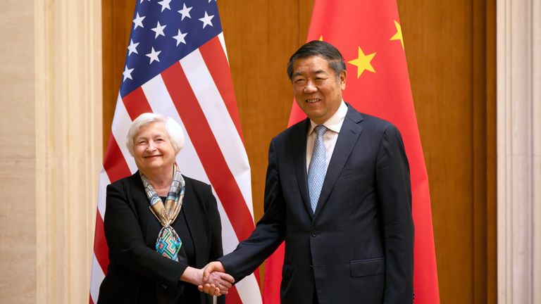 Treasury Secretary Janet Yellen met with Chinese vice premier He Lifeng. Pic: AP