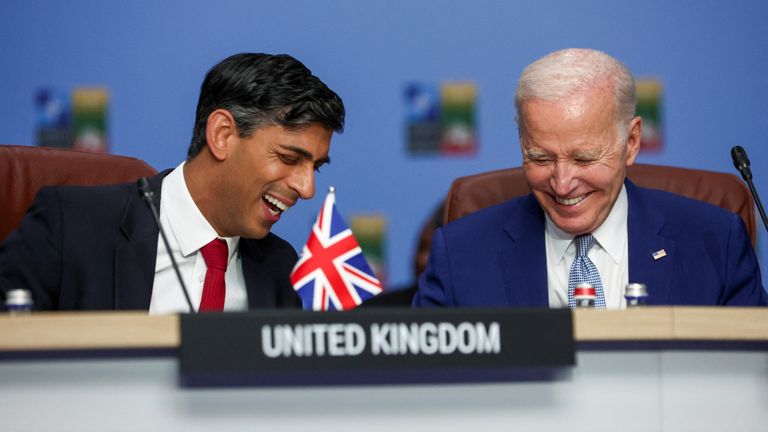 Rishi Sunak and Joe Biden attend a NATO leaders summit in Vilnius, Lithuania