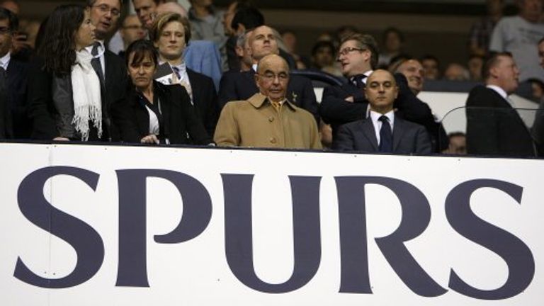 Joe Lewis in the stands with Tottenham chairman Daniel Levy in 2011