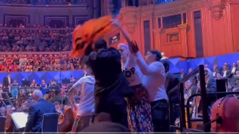 Just Stop Oil protesters interrupted the first night of the Proms. Pic: Just Stop Oil