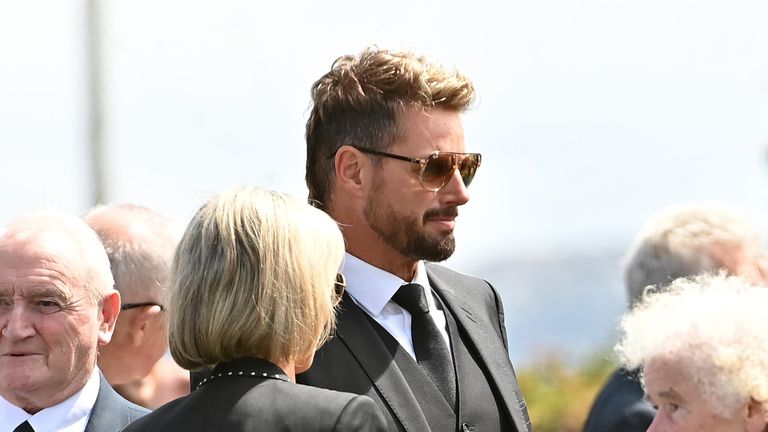 Keith Duffy outside St Patrick's Church in Louisburgh, Co Mayo, after the funeral of Ciaran Keating. The older brother of Ronan Keating died in a two-car crash near Swinford in Co Mayo on Saturday. Picture date: Thursday July 20, 2023.

