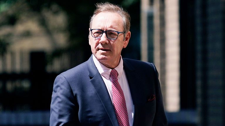 Actor Kevin Spacey walks outside Southwark Crown Court in London 