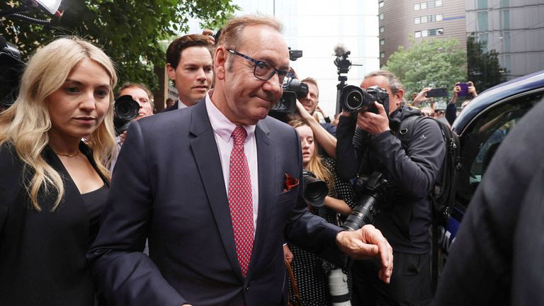 Actor Kevin Spacey leaves Southwark Crown Court, after he was found not guilty on charges related to allegations of sexual offenses, in London, Britain, July 26, 2023. REUTERS/Susannah Ireland...