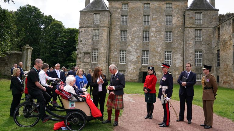 King Charles III during his visit to Kinneil House, marking the first Holyrood Week since his coronation, in Edinburgh, Scotland
