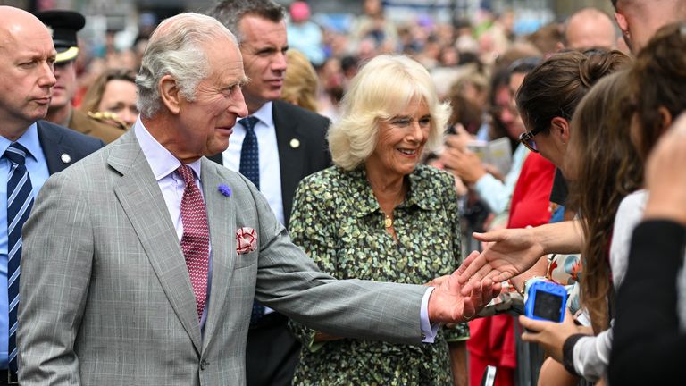 The King and Queen meet members of the public outside the Barbara Hepworth Museum and Sculpture Garden in St Ives, Cornwall