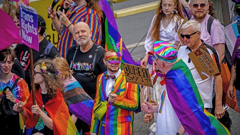 People take part in the Pride in Liverpool parade. Picture date: Saturday July 29, 2023.
