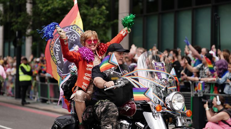 People taking part in the London Pride parade. Pic: PA