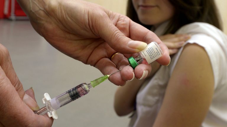 Measles vaccination.File picture