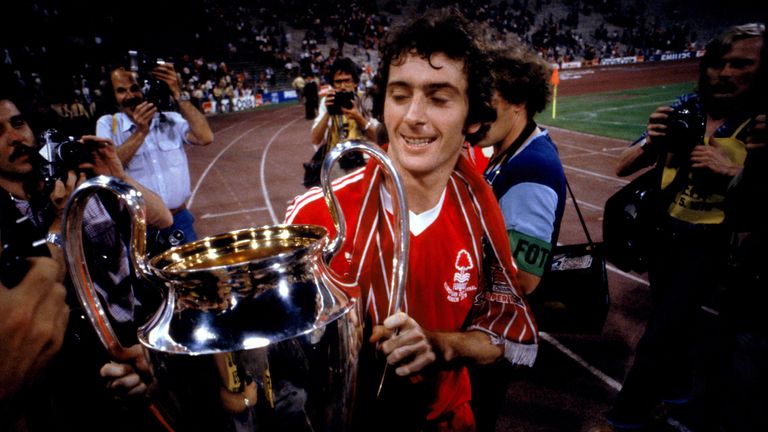 Nottingham Forest&#39;s Trevor Francis, scorer of the winning goal, takes a closer look at the European Cup