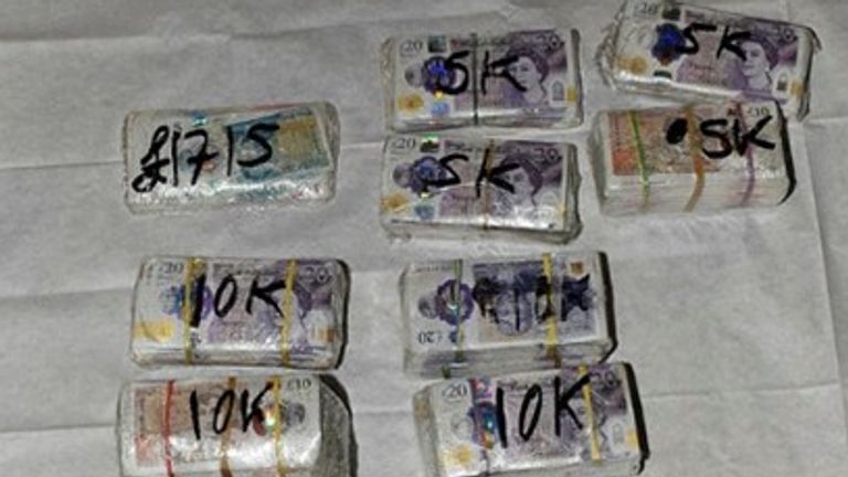 Operation Mille: Officers seized £636,000 in cash during the series of co-ordinated raids, aimed at unearthing and disrupting organised crime groups (OCGs) across England and Wales. Picture: National Police Chiefs&#39; Council.