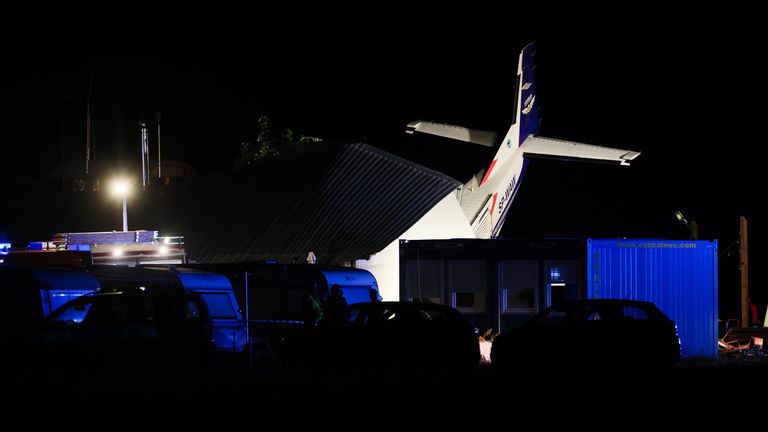 The site of a plane crash in Chrcynno, Poland. Pic: Leszek Szymanski/EPA-EFE/Shutterstock