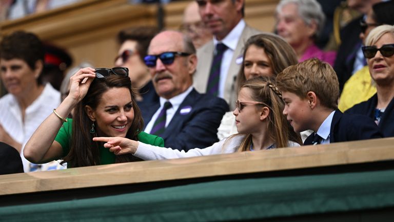 The Princess of Wales, Princess Charlotte and Prince George in the royal box