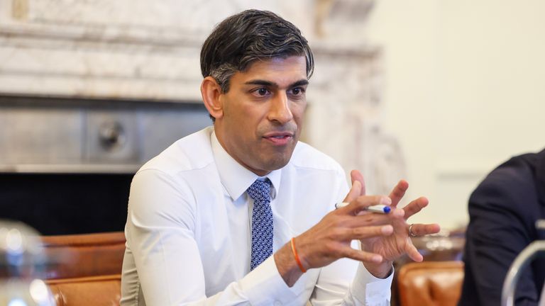 Rishi Sunak will meet leaders from the energy industry during Monday&#39;s trip. Pic: No 10