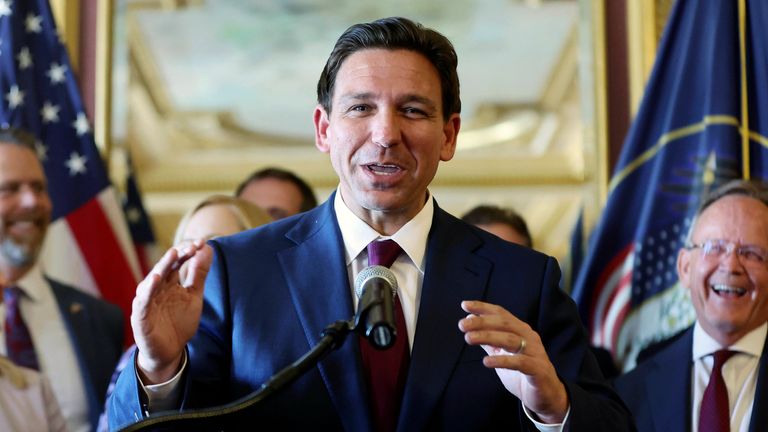 Republican presidential candidate and Florida Governor Ron DeSantis. Pic: AP