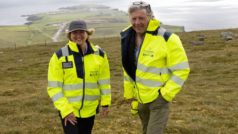 SaxaVord CEO Frank Strang and Debbie Strang COO in front of the spaceport site