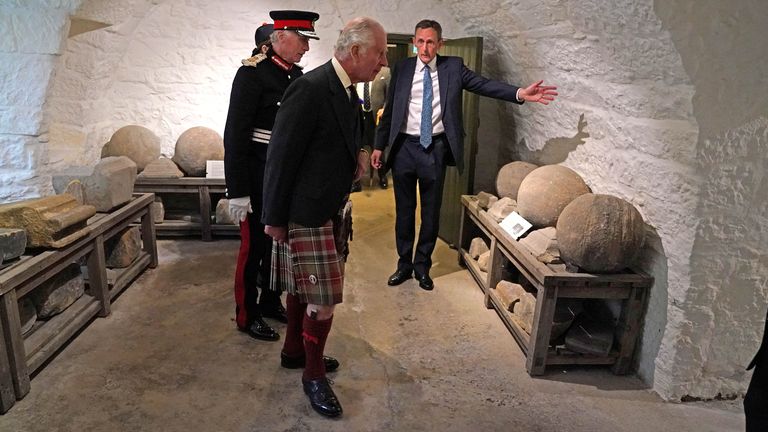 King Charles III during his visit to Kinneil House, marking the first Holyrood Week since his coronation, in Edinburgh, Scotland