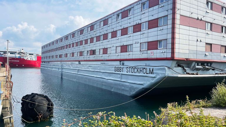 The Bibby Stockholm accommodation barge, a 222 bedroom, three-storey vessel
EMBARGO 15:00 - 21/07/2023
Sent by Dan Whitehead