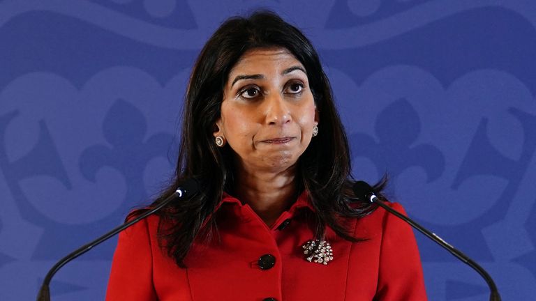 Home Secretary Suella Braverman during her speech in Westminster, London, for the launch of counter-terrorism strategy Contest 2023, which has been updated for the first time in five years. Picture date: Tuesday July 18, 2023. PA Photo. See PA story POLITICS Terrorism. Photo credit should read: Jordan Pettitt/PA Wire 