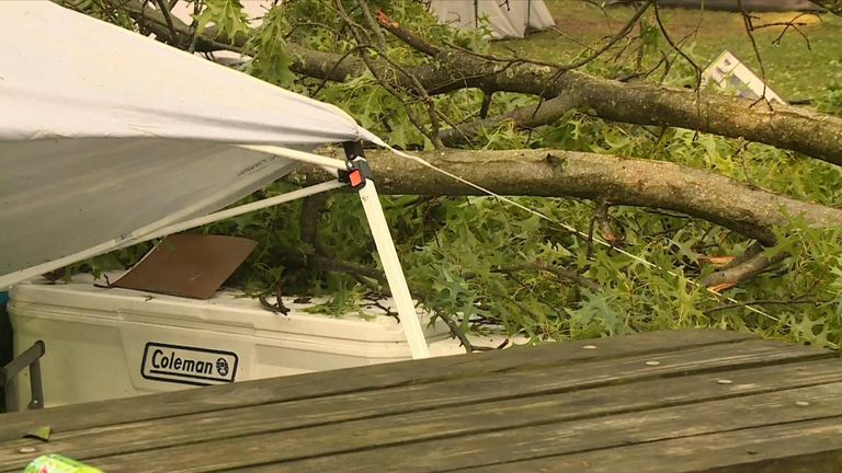 Tree collapses on campers in Indiana