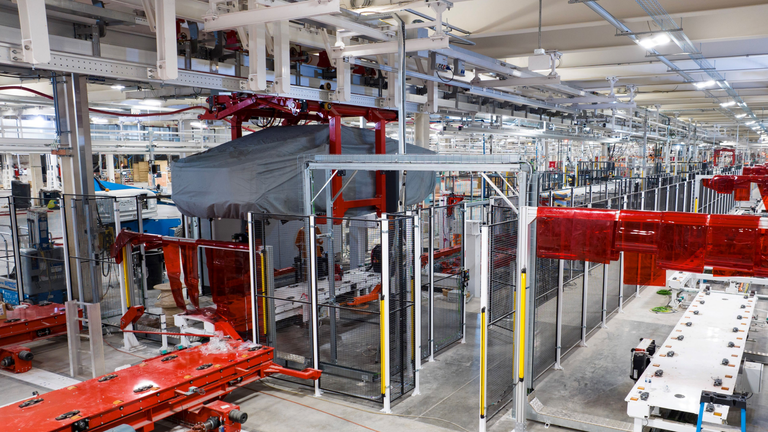 Cybertruck production line.Image: Tesla