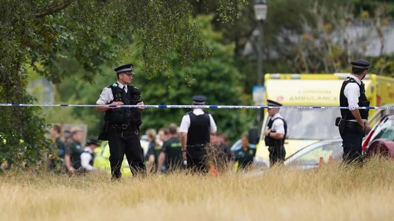 Scenes in Wimbledon, south London, where a car has collided with a primary school building. Officers, firefighters and paramedics, including London...s Air Ambulance, responded to the incident at around 9.54am on Thursday. Picture date: Thursday July 6, 2023. PA Photo. See PA story POLICE School. Photo credit should read: Victoria Jones/PA Wire 