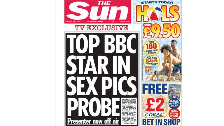 The Sun's front page story about an unnamed BBC presenter