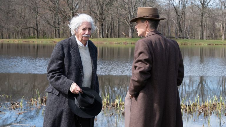 (L-R): Tom Conti as Albert Einstein with Murphy.  Pic: Universal Pictures