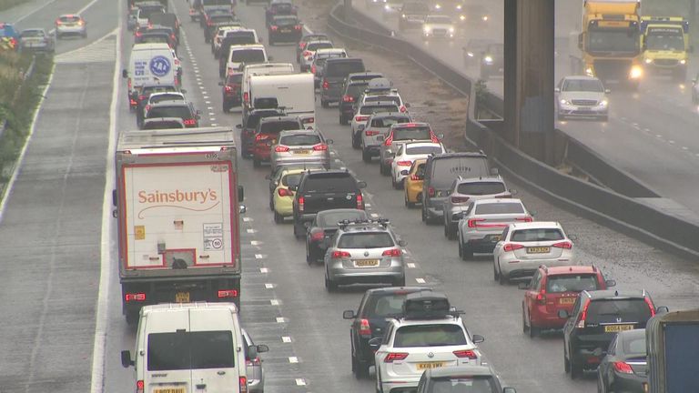 The M5 near Bristol was jammed with traffic as many schools&#39; summer holidays began. 