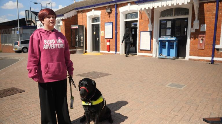 Blind commuter Sassy Wyatt told Sky News about the impact of ticket office closures at train stations on her. 
