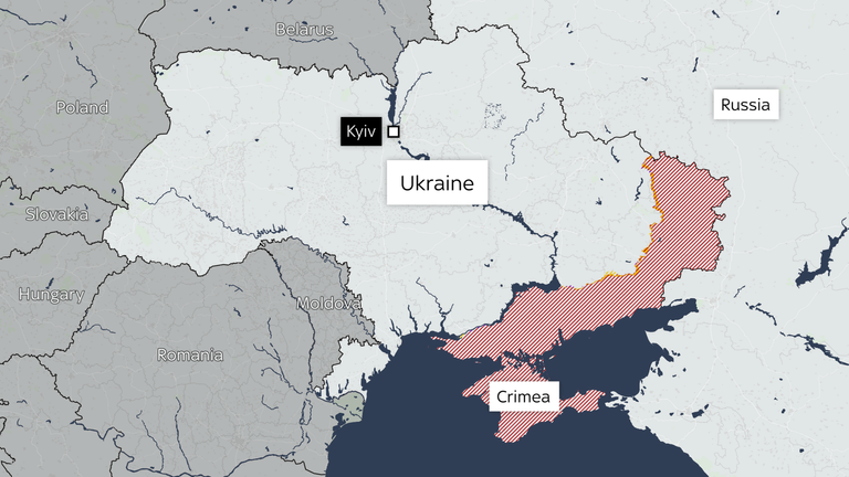 A map of Ukraine showing the situation with Russia&#39;s invasion. Map by Sky News on 10.07.23
