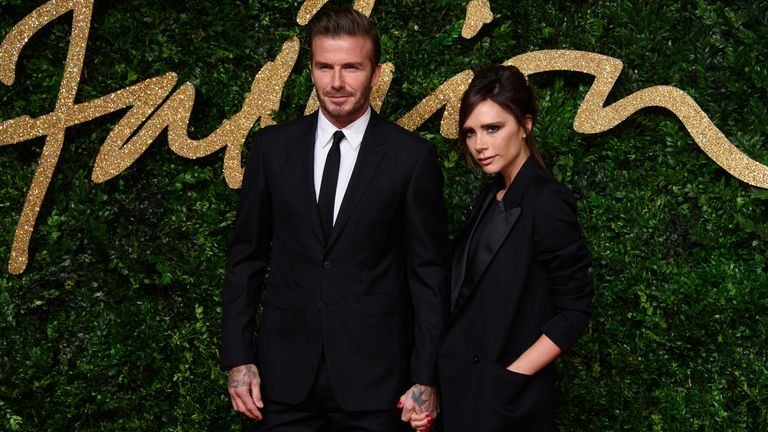 David and Victoria Beckham at the British Fashion Awards 2015 in London. Pic: AP