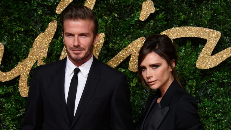 David and Victoria Beckham at the British Fashion Awards 2015 in London. Pic: AP