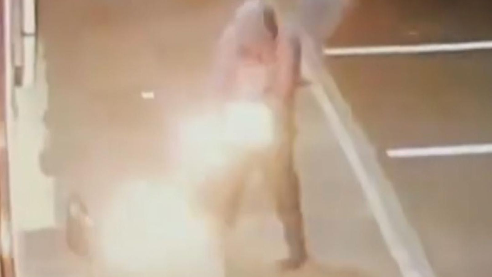 CCTV shows moment man accidentally sets himself on fire while starting ...