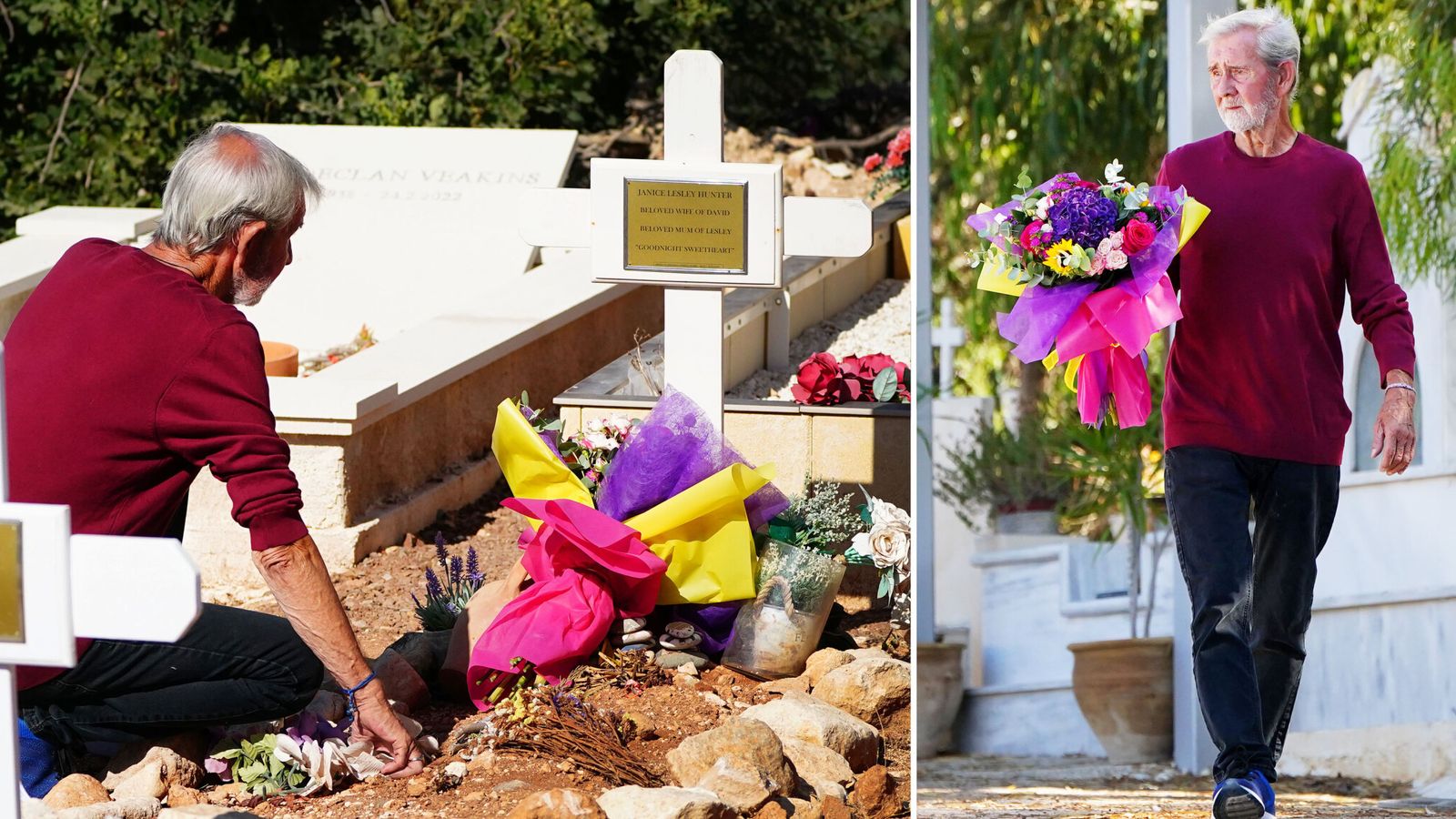 David Hunter: British expat guilty of Cyprus mercy killing visits wife's grave for first time after prison release