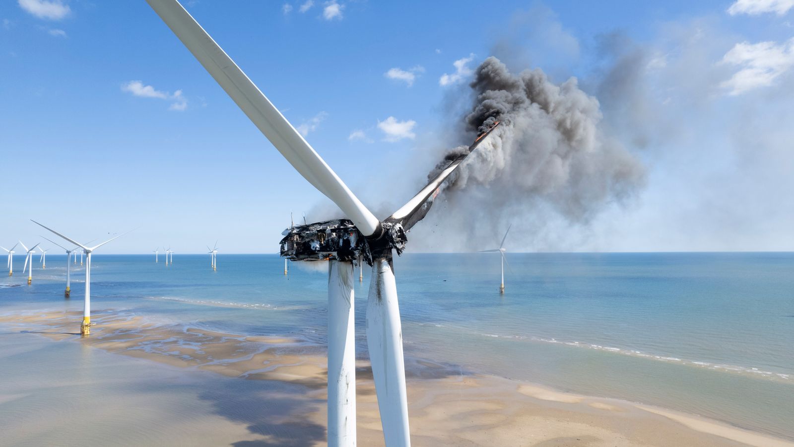 Wind turbine catches fire off Norfolk coast as Scroby Sands ...