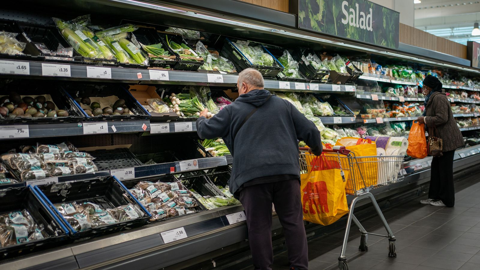 Цените на храните все още се покачват по-бързо от заплатите, въпреки че общият темп на инфлация на дребно спада