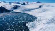 Aerial view of Larsen Inlet glacier, Weddell Sea, Antarctica. (Sergio Pitamitz / VWPics via AP Images)