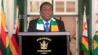 Emmerson Mnangagwa at State House in Harare