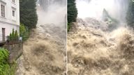 A view of flooding in Bad Gastein, Austria
