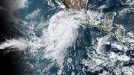 Hurricane Hilary off the Pacific coast of Mexico. Pic: NOAA via AP