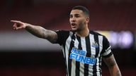 Newcastle United&#39;s Jamaal Lascelles reacts during the Premier League match at the Emirates Stadium, London. Picture date: Monday January 18, 2021.