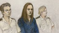 Lucy Letby in court. Pic: Artist&#39;s sketch